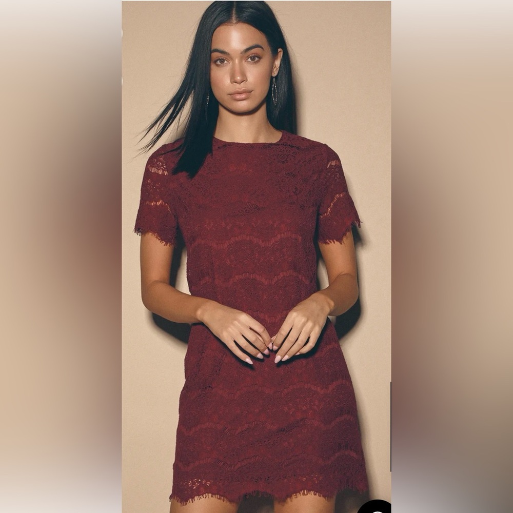 Lulus Lace red mini shift dress